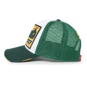 ililily Premium Howels Embroidery Vintage Baseball Cap Distressed Trucker Hat, Green, Medium