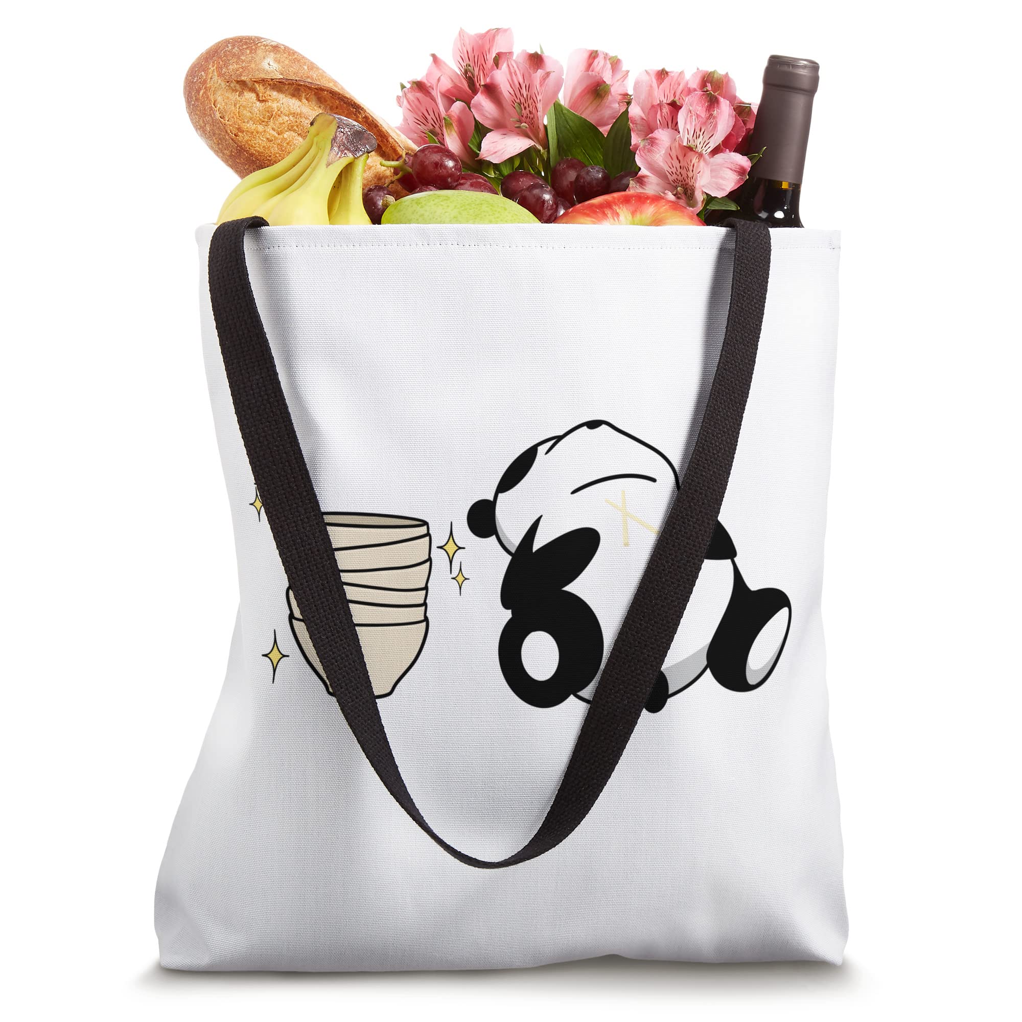 Full Panda laying down sleeping next to stacked empty bowls Tote Bag