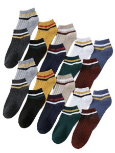 duboby solid casual men socks multi-pair combo, spring crew socks, ankle socks, no show socks, multicolor striped daily socks (20 pairs+combo 1)