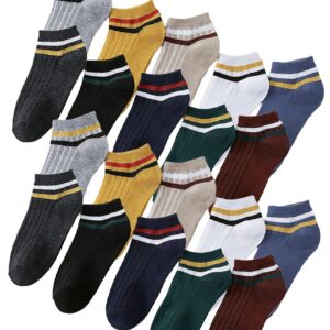 Duboby Solid Casual Men Socks Multi-Pair Combo, Spring Crew Socks, Ankle Socks, No Show Socks, Multicolor Striped Daily Socks (20 Pairs+Combo 1)