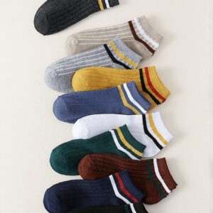 Duboby Solid Casual Men Socks Multi-Pair Combo, Spring Crew Socks, Ankle Socks, No Show Socks, Multicolor Striped Daily Socks (20 Pairs+Combo 1)