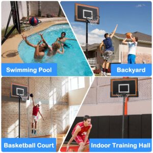 Basketball Hoop Outdoor, 7-10ft Height Adjustable Basketball Hoop with 44in Shatterproof Backboard and Wheels for Teenagers Adults Outdoor Indoor, Portable Basketball Goal Basket Balls Outdoor Hoop