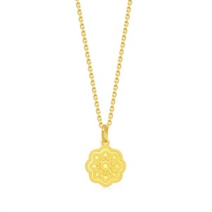 CHOW SANG SANG Cultural Blessings 999.9 24K Solid Gold Price-by-Weight 2.62g Gold Felicity with Peach Blossoms Pendant for Women 93780P | Not Include the Necklace