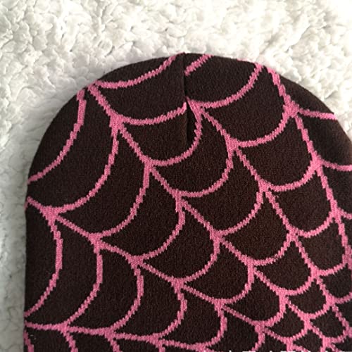 Dicusph Y2K Gothic Spider Pattern Wool Acrylic Knitted Hat Women Beanie Winter Warm Beanies Men Casual Skullies Outdoor (Pink,Medium)