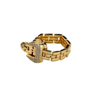 Jukoclut Belt Buckle Statement Ring for Women Delicate Detachable Cuba Chain Link Band Jewelry Gold