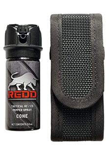 redd pepper spray, tactical oc/cs pepper spray and nylon holster - flip top cone (2 ounce)