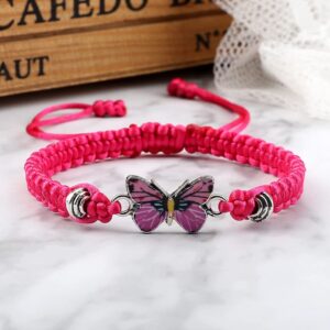 Fuqimanman2020 Colorful Butterfly Charm Bracelet String Handmade Woven Adjustable Braided Rope for Couple Women Friendship BFF Party Family Jewelry-Gray Black