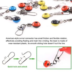 Tzou 100Pcs Fishing Line Sinker Slides Kit with Tackle Box, Fishing Rig Floats Swivel Snap Clip Connector for Fishing