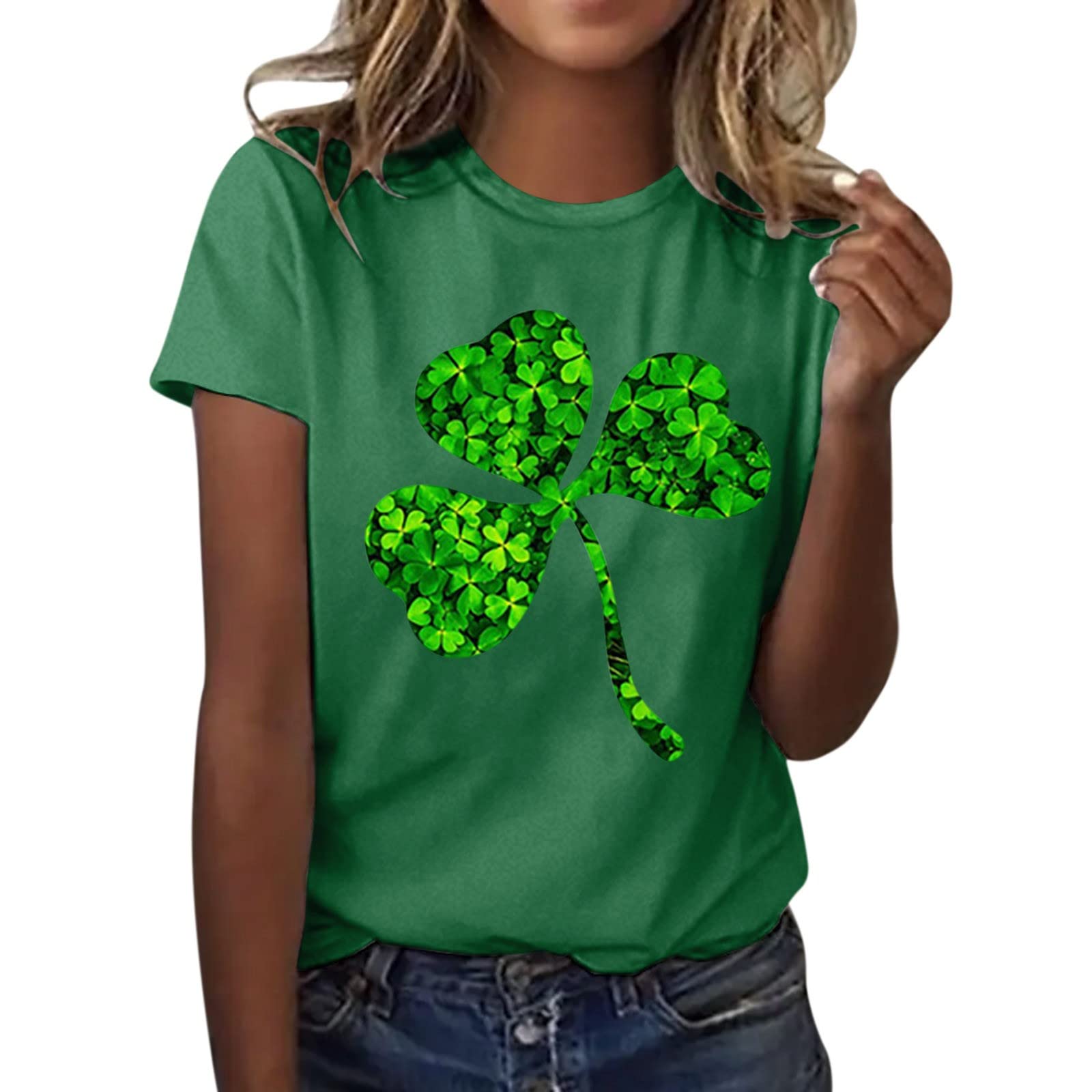 CGGMVCG St Patricks Day Shirt Women Women's Casual Top Shirts St. Patrick's Day Soft Leave St Patricks Day Womens Clothing, Green, L