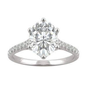 14K White Gold Moissanite by Charles & Colvard 10x8mm Oval Engagement Ring-size 8.5 3.24cttw DEW