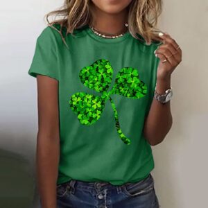 CGGMVCG St Patricks Day Shirt Women Women's Casual Top Shirts St. Patrick's Day Soft Leave St Patricks Day Womens Clothing, Green, L