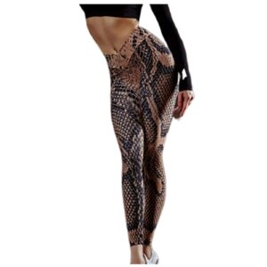 Snakeskin Leggings for Women V Crossover High Waist Tummy Control Yoga Pants Printed Workout Stretchy Novelty Leggings