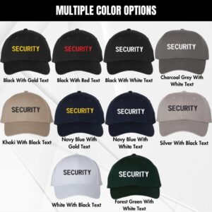 Army Universe Security Structured Adjustable Hat Six Panel Mid Profile Uniform Guard Officer Baseball Cap (Navy Blue with White Text)