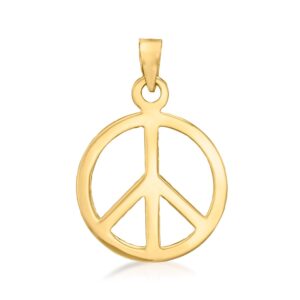 ross-simons 14kt yellow gold peace sign pendant