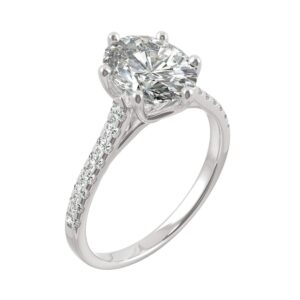 14K White Gold Moissanite by Charles & Colvard 10x8mm Oval Engagement Ring-size 8.5 3.24cttw DEW