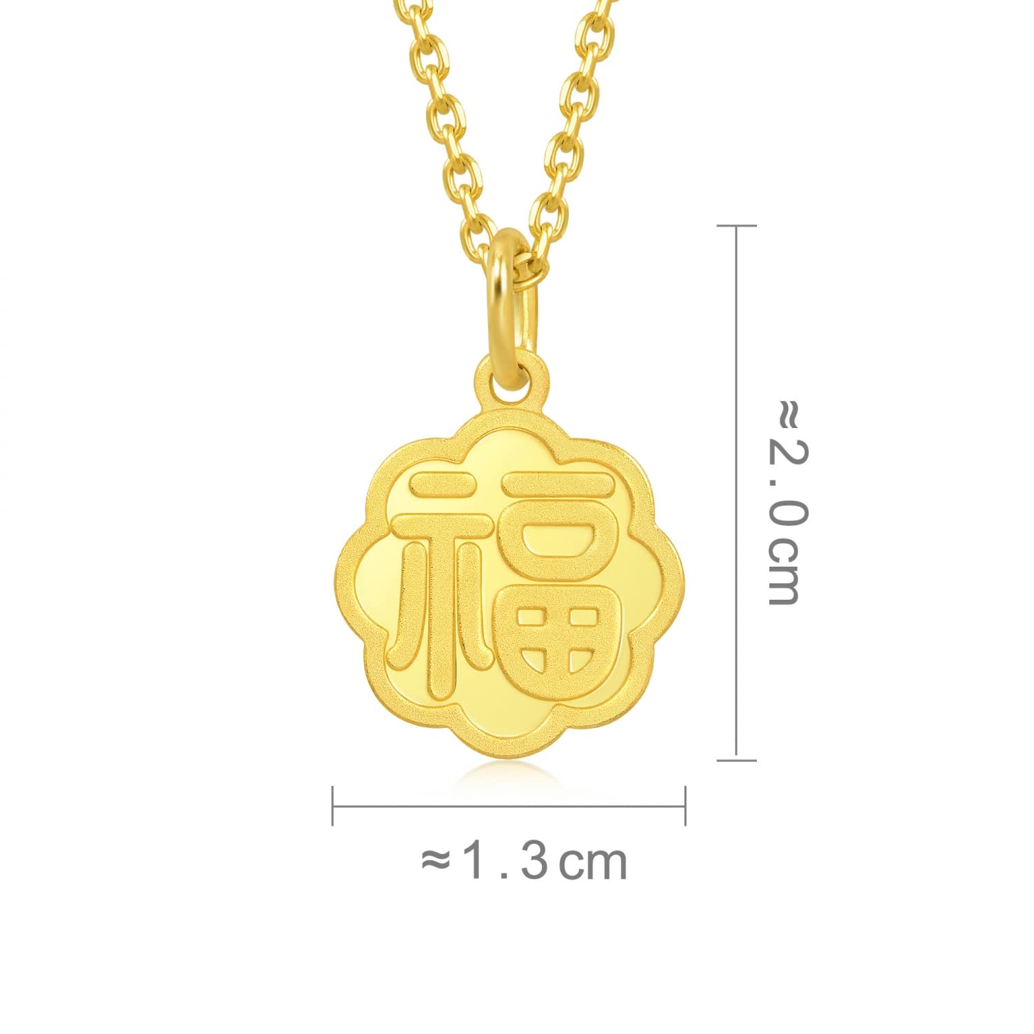 CHOW SANG SANG Cultural Blessings 999.9 24K Solid Gold Price-by-Weight 2.62g Gold Felicity with Peach Blossoms Pendant for Women 93780P | Not Include the Necklace