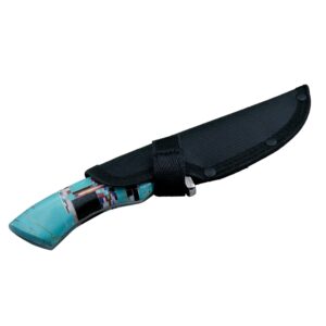 Daniel Steiger Turquoise Hunting Knife - Fixed Blade Hunting Knife w/Sheath - Decorative Turquoise Handle Handle - 3.75 Inch Stainless Steel Blade