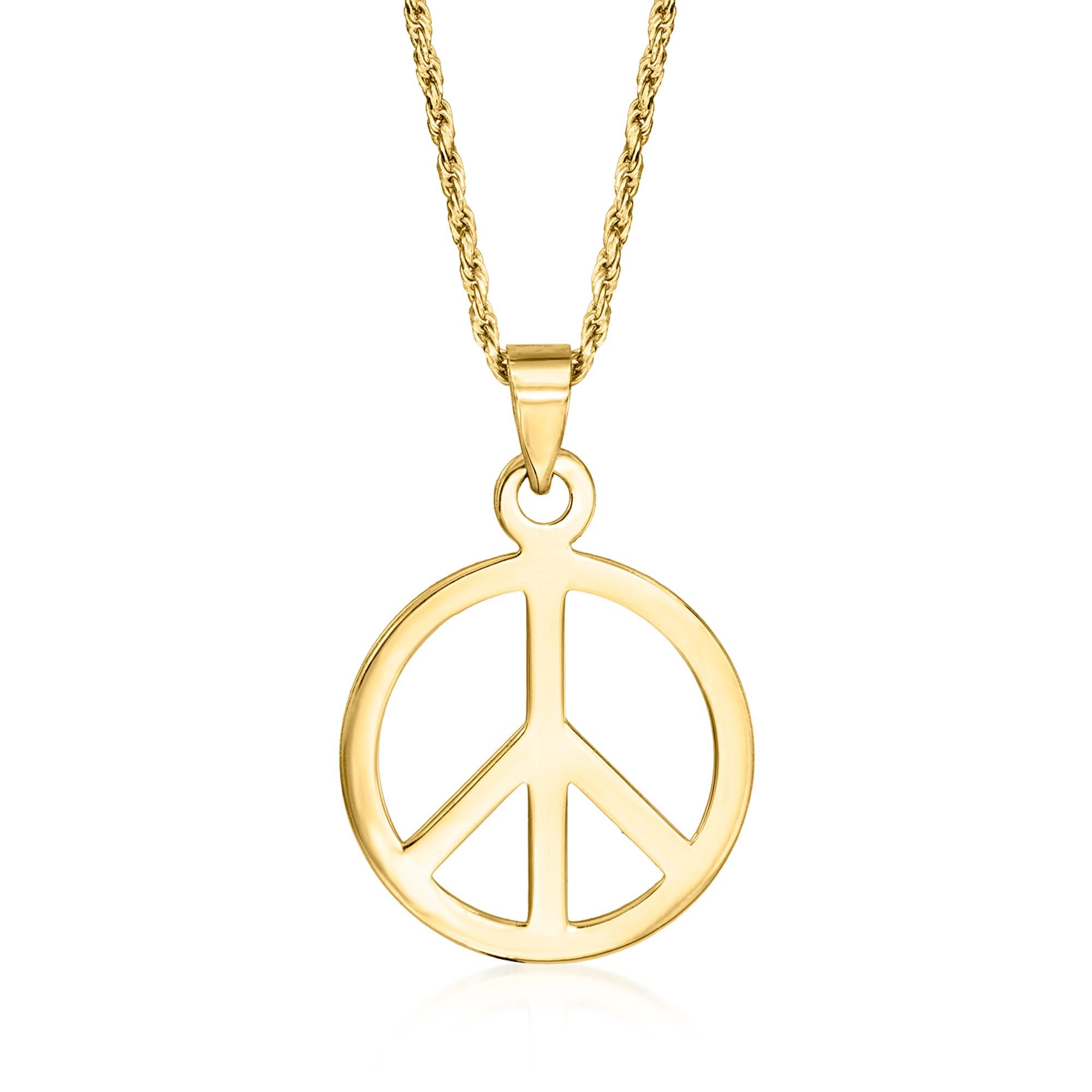 Ross-Simons 14kt Yellow Gold Peace Sign Pendant