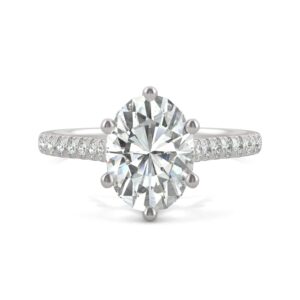 14K White Gold Moissanite by Charles & Colvard 10x8mm Oval Engagement Ring-size 8.5 3.24cttw DEW