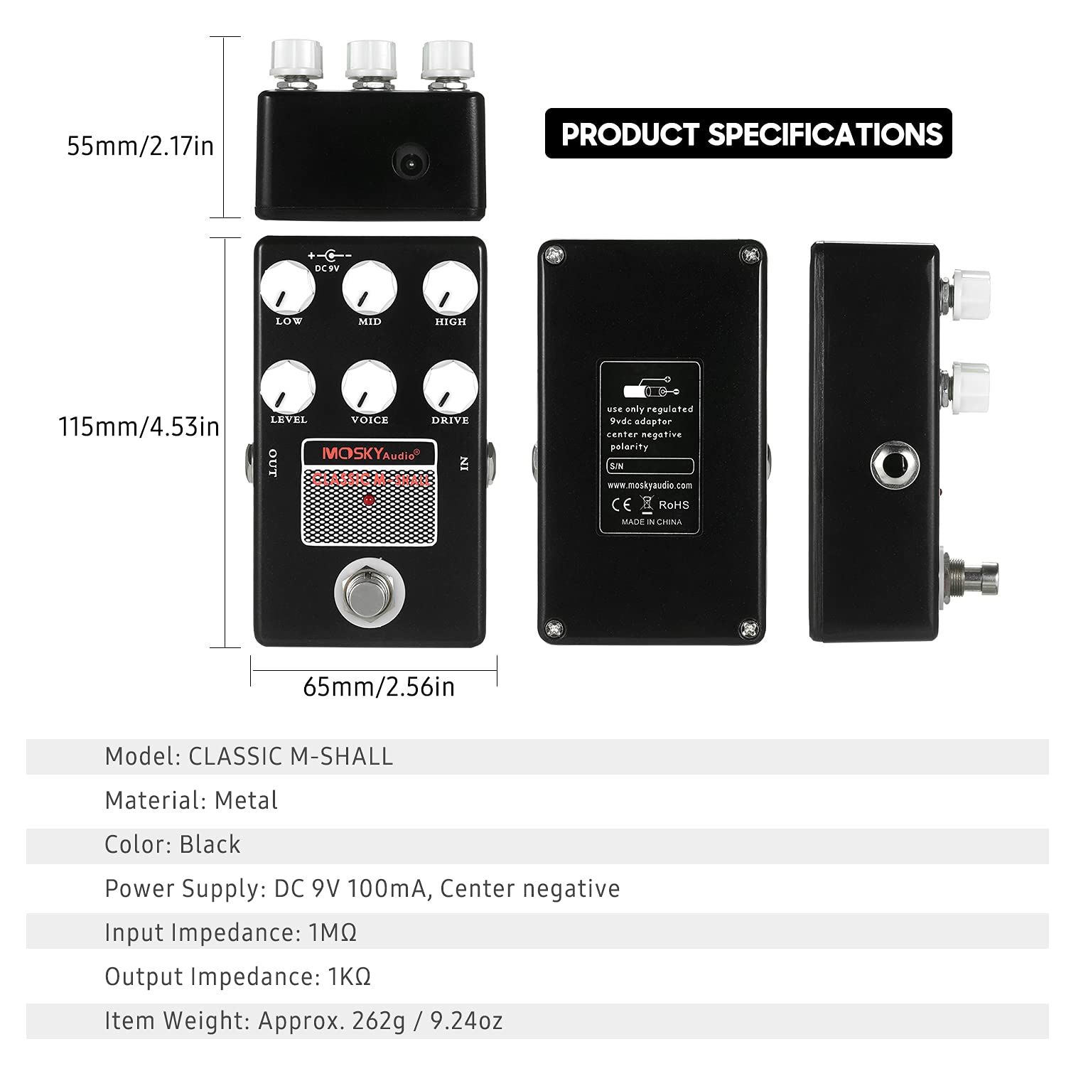 ERYUE Classic M-Shall Speaker Simulator, MOSKYaudio Classic M-Shall Speaker Simulator Cabinet Simulator Guitar Effect Pedal Speaker Simulation for Guitar Bass