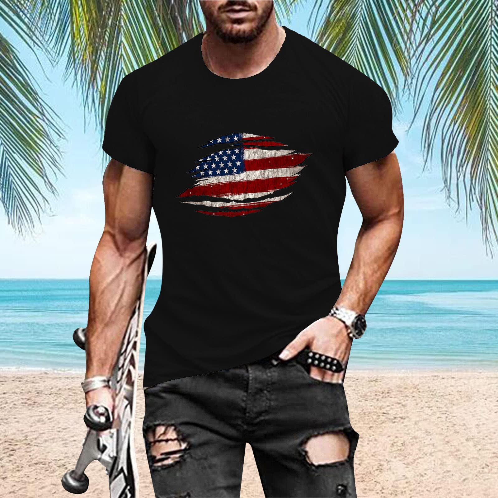 Mens Novelty Tshirts Music Men's Active Performance Soft Fit Crew Neck Soft Loose Graphic Tees Summer Tshirts A2640