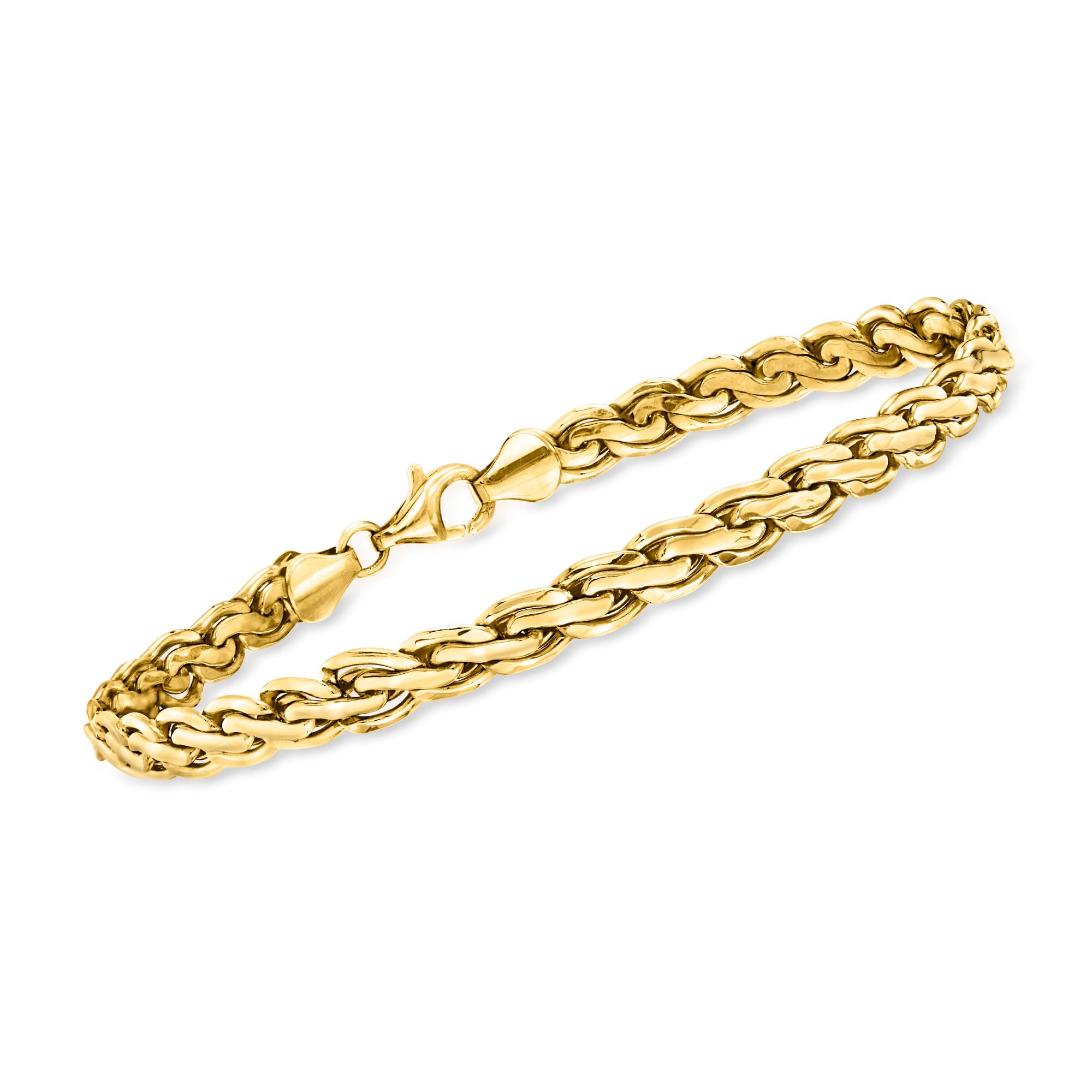 Ross-Simons 14kt Yellow Gold Flat Rope-Chain Bracelet. 7 inches