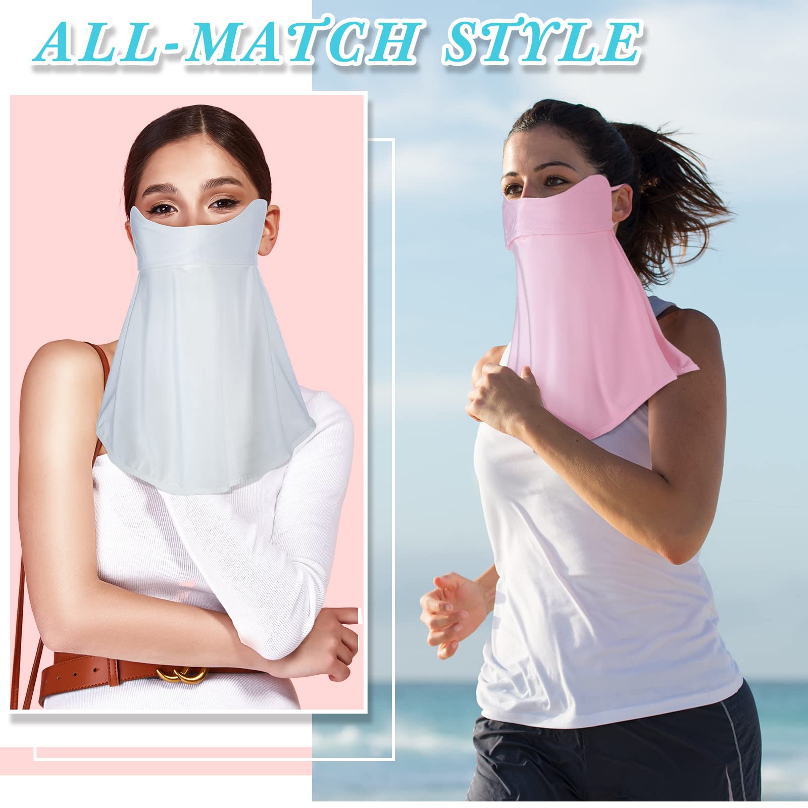 Sureio 9 Pcs Face Mask for Sun Protection for Women Breathable Face Mask Cooling Neck Gaiter Face Scarf Mask Bandana for Man (Simple Style, Lovely Color)