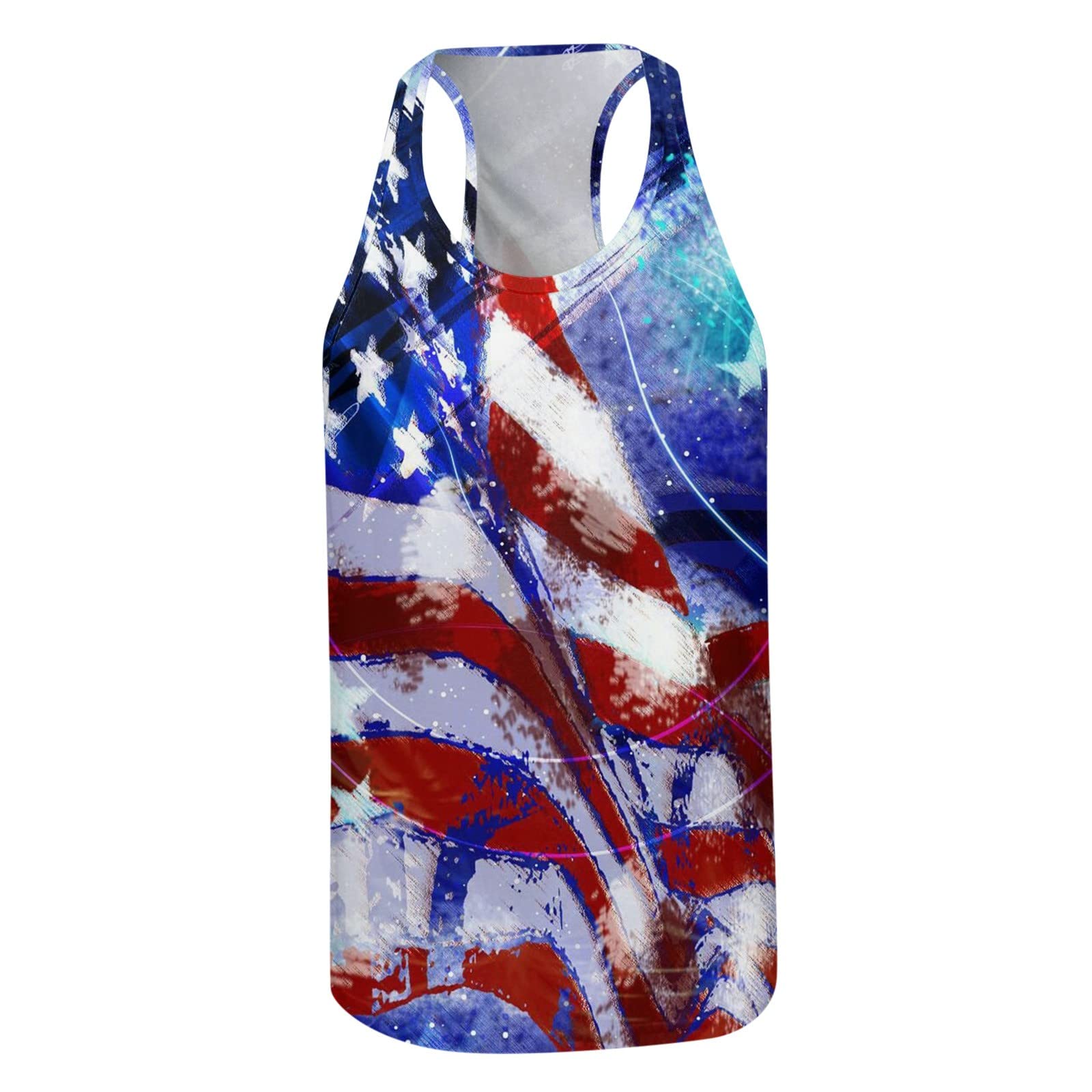 Mens 4th of July Active Athleitic Gym Vests Tie-Dye American Flag Muscle Tank Tops Summer Sleeveless Independence Day Shirts