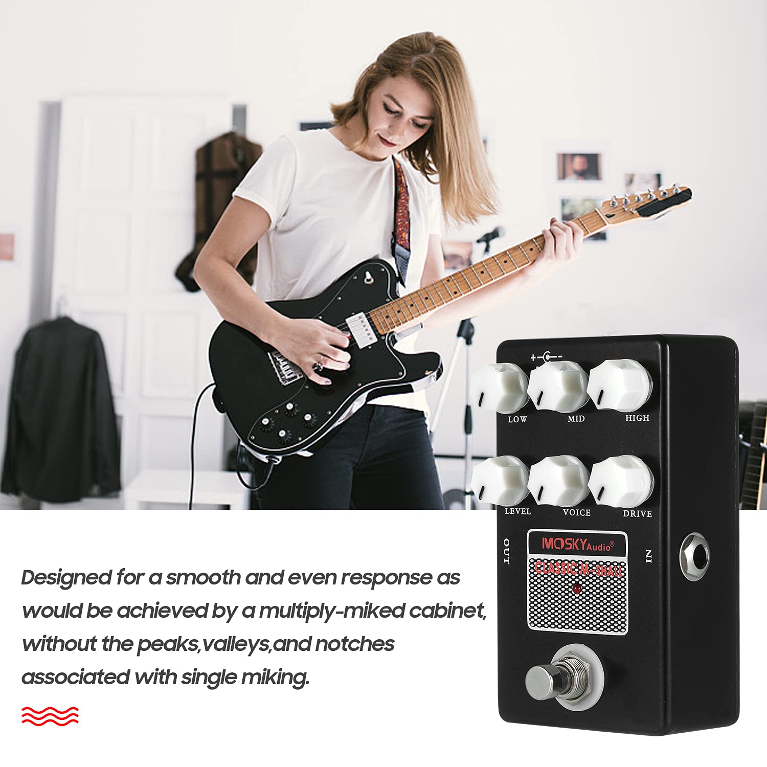 ERYUE Classic M-Shall Speaker Simulator, MOSKYaudio Classic M-Shall Speaker Simulator Cabinet Simulator Guitar Effect Pedal Speaker Simulation for Guitar Bass