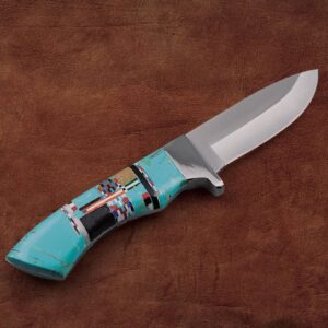 Daniel Steiger Turquoise Hunting Knife - Fixed Blade Hunting Knife w/Sheath - Decorative Turquoise Handle Handle - 3.75 Inch Stainless Steel Blade