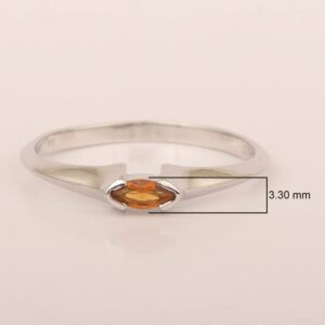 Marquise Cut 0.20 Ctw Multi Choice Gemstone 925 Sterling Silver Women Wedding Ring, Stacking Ring For Her Citrine, 8