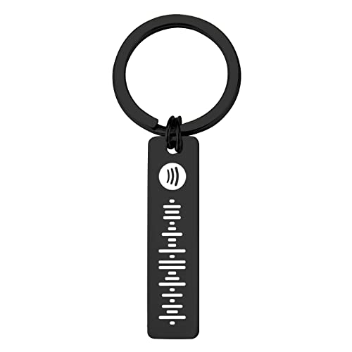 VEELU Personalized Spotify Keychain Custom Engraved Music Code Stainless Steel Heart Couples Keychains Gifts