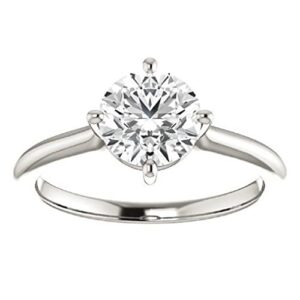 10K Solid White Gold Handmade Engagement Ring 1.50 CT Round Cut Moissanite Diamond Solitaire Wedding/Bridal Ring Set for Women/Her, Lovely Ring Gift for Wife