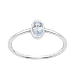 oval cut 5x3mm bezel set multi choice gemstone 925 sterling silver women stackable stacking ring, gift for her aquamarine, 7