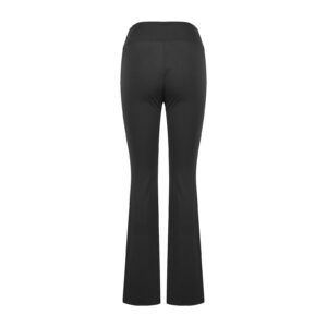 Women High Waist V Cross Pants Tummy Control Bell Bottom Bootcut Pants Casual Wide Leg Yoga Pants with Pockets Black