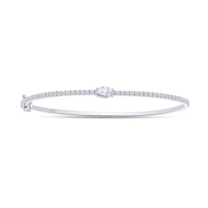 SAVEARTH DIAMONDS 1 4/9 Carat Marquise & Round Cut Lab Created Moissanite Diamond Tennis Bangle Bracelet For Women In 14K White Gold Over Sterling Silver Size : 7 Inch, (VVS1 Clarity, 1.45 Cttw)