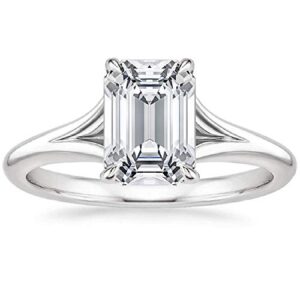 bhumi gems 2ct emerald cut vvs1 colorless moissanite engagement ring wedding band gold silver eternity solitaire halo vintage antique anniversary promise gift reverie engagement ring