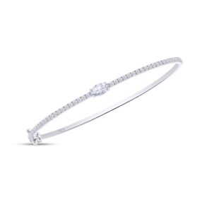 savearth diamonds 1 4/9 carat marquise & round cut lab created moissanite diamond tennis bangle bracelet for women in 14k white gold over sterling silver size : 7 inch, (vvs1 clarity, 1.45 cttw)