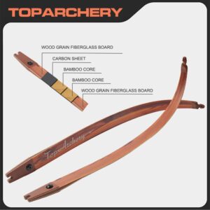 TOPARCHERY Archery Takedown Hunting Recurve Bow Limbs Replacements 25-60lbs ILF Bowlimbs for Recurve Bow Tradition Hunting and Target Shooting (Brown, 50LB)