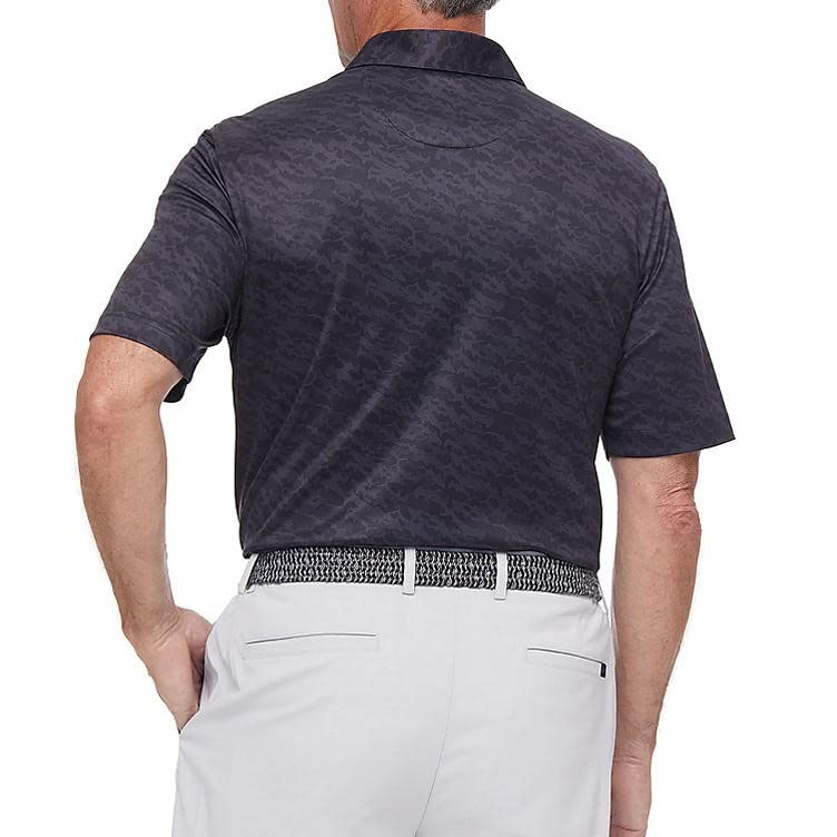 Greg Norman Men's Performance Golf Polo, Black (Large)