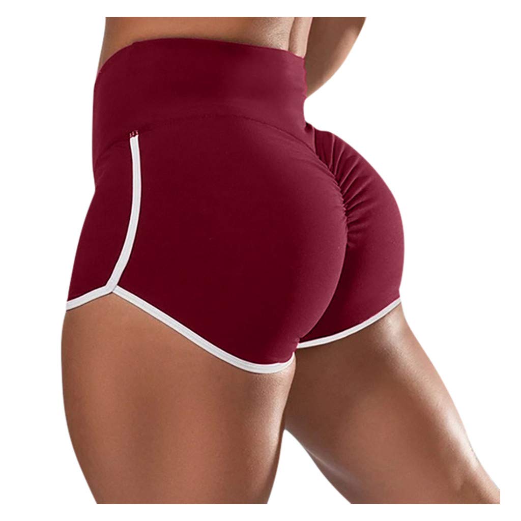 Women Spandex Capris Yoga Compression Leggings Women Shorts Bike Workout Slip Shorts Pants Wine