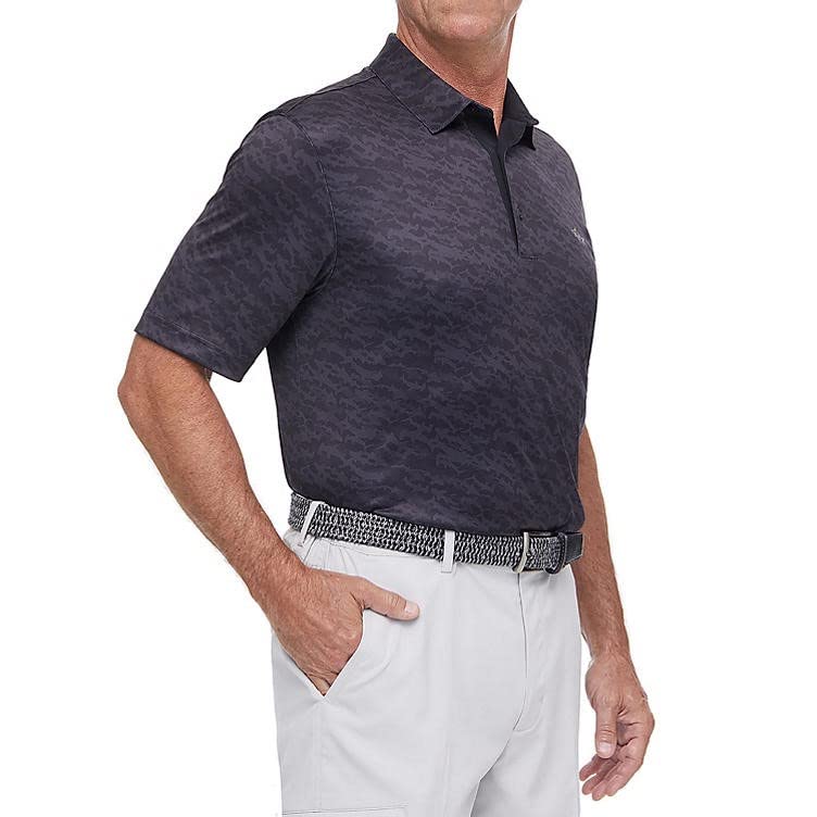 Greg Norman Men's Performance Golf Polo, Black (Large)