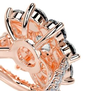 Solid Gold Handmade Engagement Ring 3 CT Round Cut Moissanite Diamond Halo Bridal Wedding Ring Set for Anniversary Propose Gift (10K Solid Rose Gold)