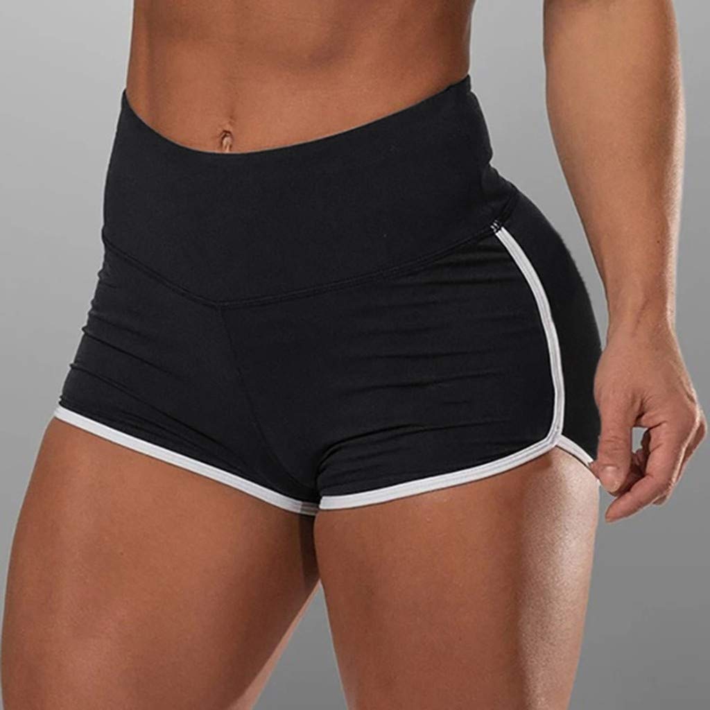 Women Spandex Capris Yoga Compression Leggings Women Shorts Bike Workout Slip Shorts Pants Black