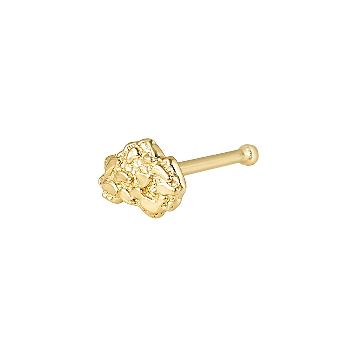 NUGGET 14K Solid Yellow Gold Size 3.00 mm Nugget Bar Nose Stud, 3 different style Nose Stud, Ball end Nose Stud Piercing (1Pcs African Map)