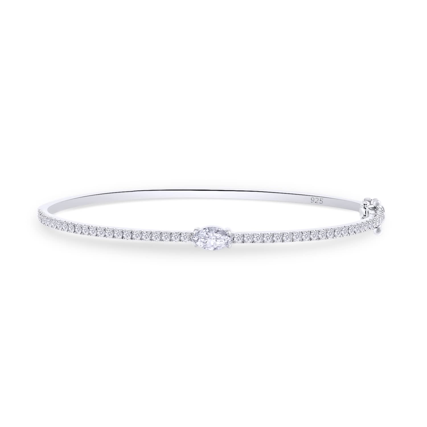 SAVEARTH DIAMONDS 1 4/9 Carat Marquise & Round Cut Lab Created Moissanite Diamond Tennis Bangle Bracelet For Women In 14K White Gold Over Sterling Silver Size : 7 Inch, (VVS1 Clarity, 1.45 Cttw)