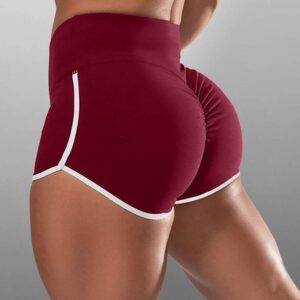 Athletic Womens Shorts Capris Yoga Compression Leggings Women Shorts Bike Workout Slip Shorts Pants Wine