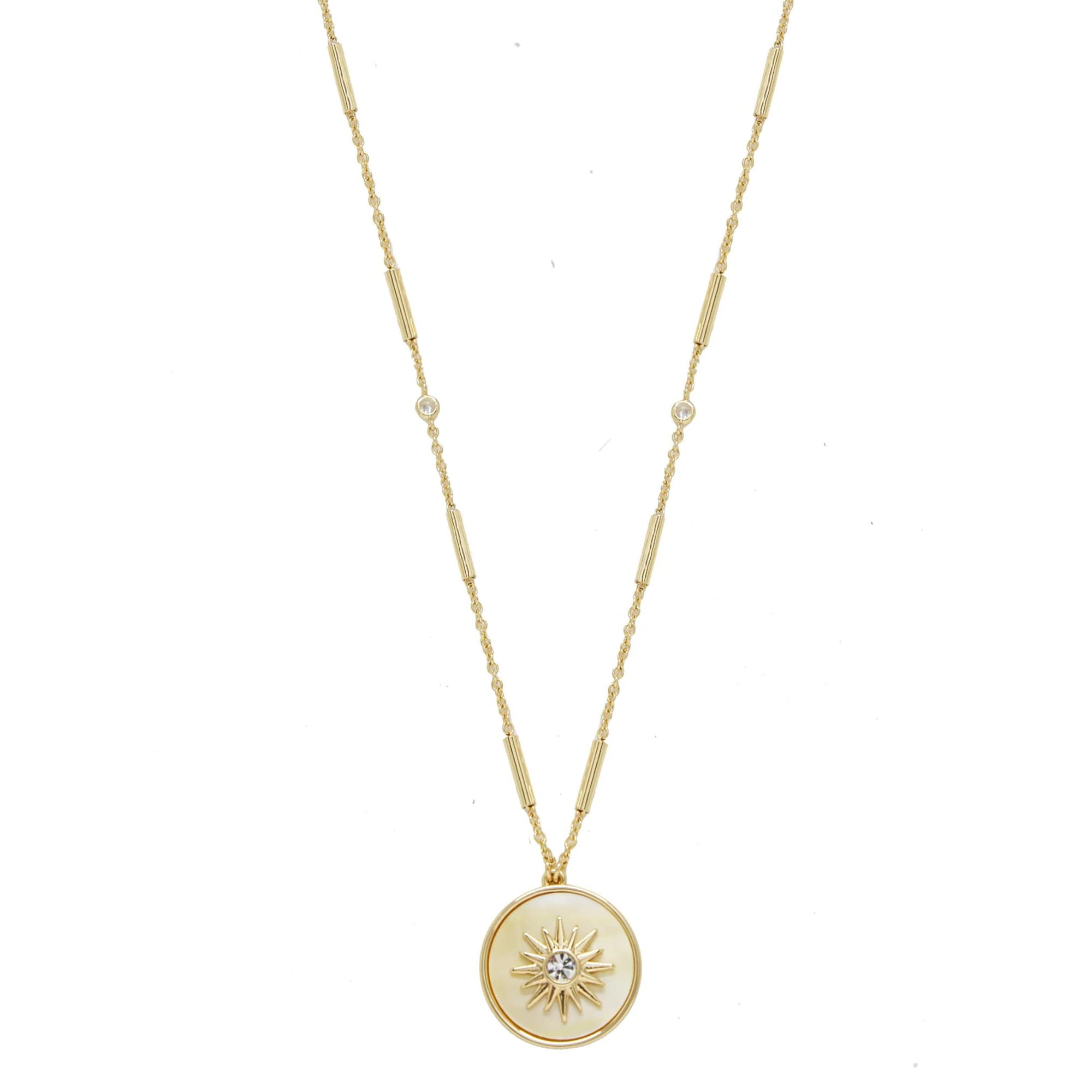 Ettika Chain Necklace for Women. Apollo Mother of Pearl 18k Gold Plated Pendant Necklace. Fashion Jewelry