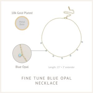 Ettika Choker Necklace for Women. Fine Tune Blue Opal 18k Gold Plated Necklace. Fashion Jewelry