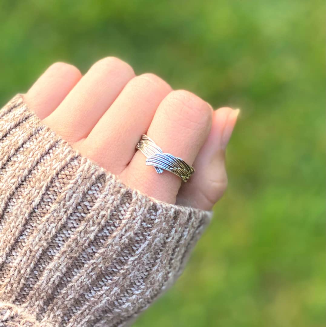 Project Hope Rings – The Guardian Angel Ring – Handcrafted 925 Sterling Silver Angel Wing Ring – Tarnish-Free & Hypoallergenic – Adjustable Wrap Around Ring – Thoughtful Memorial Gift Idea for Girls & Women (Sterling Silver, Adjustable)